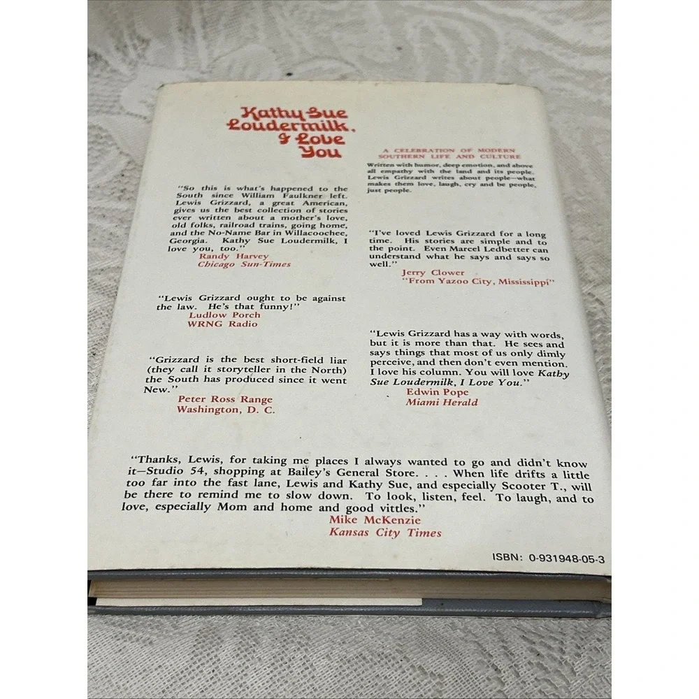 Vintage Book Kathy‎ Sue Loudermilk, I Love You: A Good Beer Joint Grizzard HCDJ